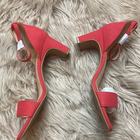 DREAM PAIRS Red Square Open Toe Low Block Chunky Heel Ankle Strap Pump Shoe - Picture 2 of 16